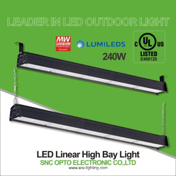 SNC 240W warehouse lighting UL cUL listed led linear high bay 100-277VAC Mean Well driver IP66 good heat dissipation